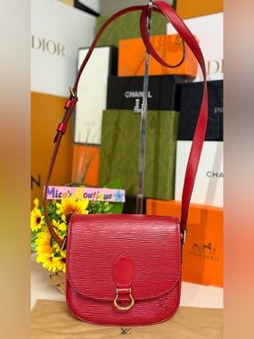 Auth LOUIS VUITTON EUC EpiMini Saint Cloud Castilian Red Shoulder Bag